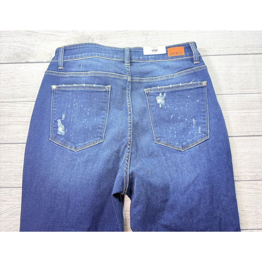 Judy Blue High Rise Boyfriend Fit Distressed Dark Wash Jeans JB82198DK Size 16W - Picture 8 of 8
